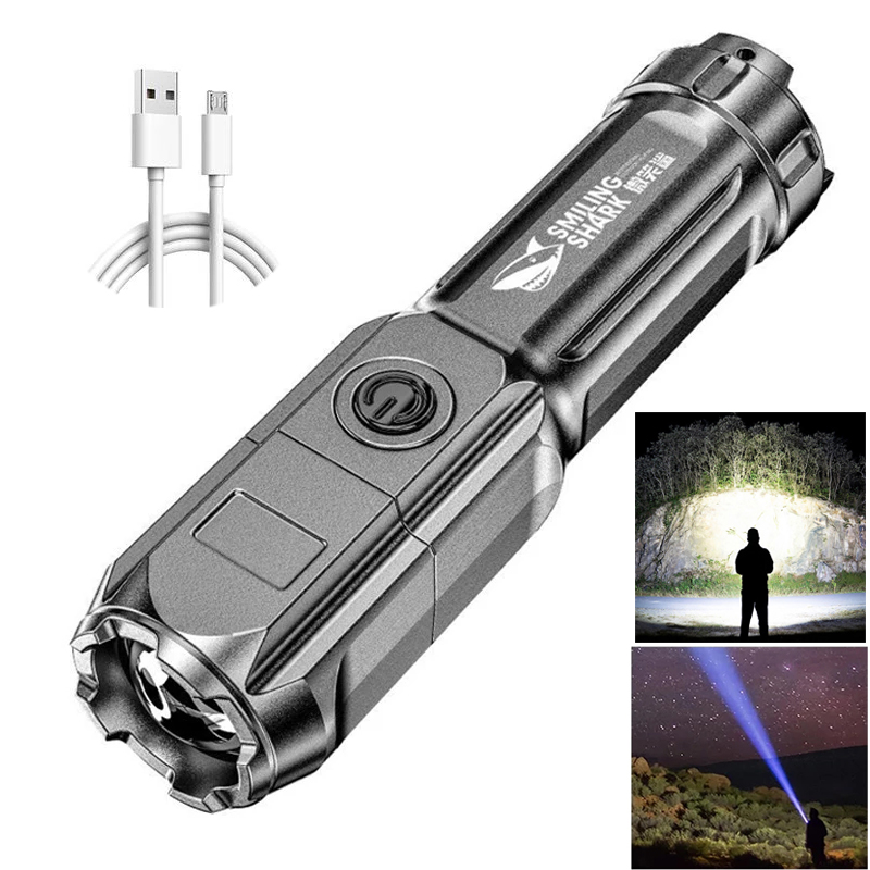Portable USB Rechargeable Flashlight Strong LED Night Lights Zoom Highlight Light Outdoor Camping Night Fishing Portable USB Rechargeable Flashlight Strong LED Night Lights Zoom Highlight Light Outdoor Camping Night Fishing