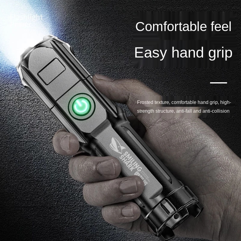 Portable USB Rechargeable Flashlight Strong LED Night Lights Zoom Highlight Light Outdoor Camping Night Fishing