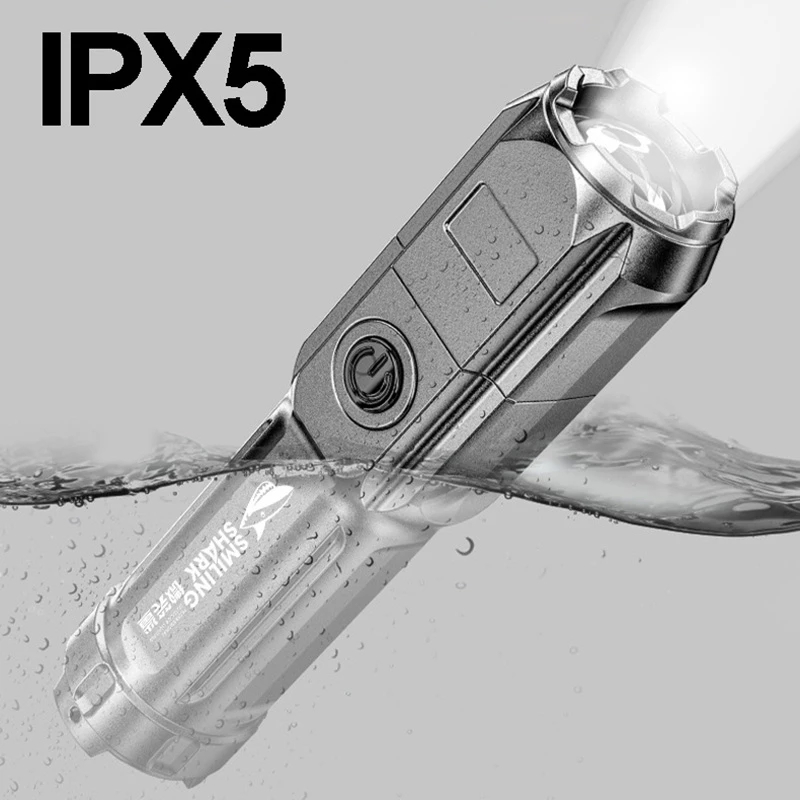 Portable USB Rechargeable Flashlight Strong LED Night Lights Zoom Highlight Light Outdoor Camping Night Fishing