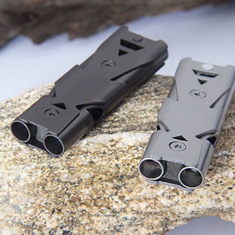 Portable Whistle 120 DB Aluminum Alloy Double Tube Lifesaving Emergency SOS Safety Survival Whistle Outdoor EDC Tool Portable Whistle 120 DB Aluminum Alloy Double Tube Lifesaving Emergency SOS Safety Survival Whistle Outdoor EDC Tool