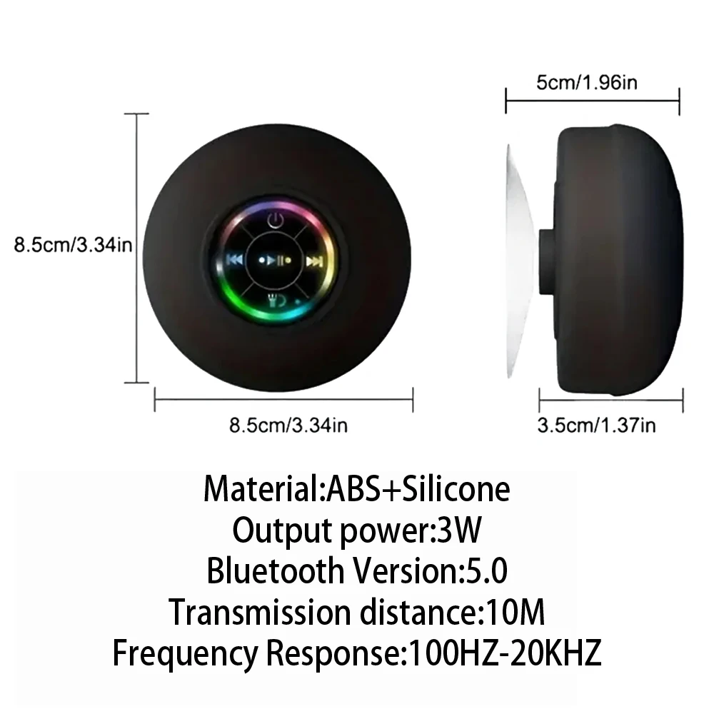 Portable Wireless Bluetooth Speaker LED IPX4 Waterproof Loudspeaker Outdoor Bathroom Large Suction Cup Mini Stereo Portable Wireless Bluetooth Speaker LED IPX4 Waterproof Loudspeaker Outdoor Bathroom Large Suction Cup Mini Stereo