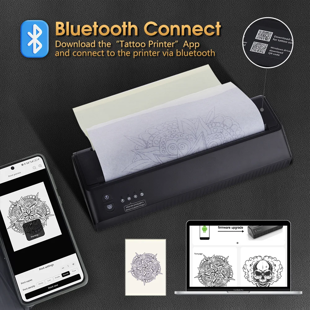 Portable Wireless Tattoo Printer Thermal Printer Transfer Bluetooth USB Mobile Machine Text PDF Document Maker with Portable Wireless Tattoo Printer Thermal Printer Transfer Bluetooth USB Mobile Machine Text PDF Document Maker with