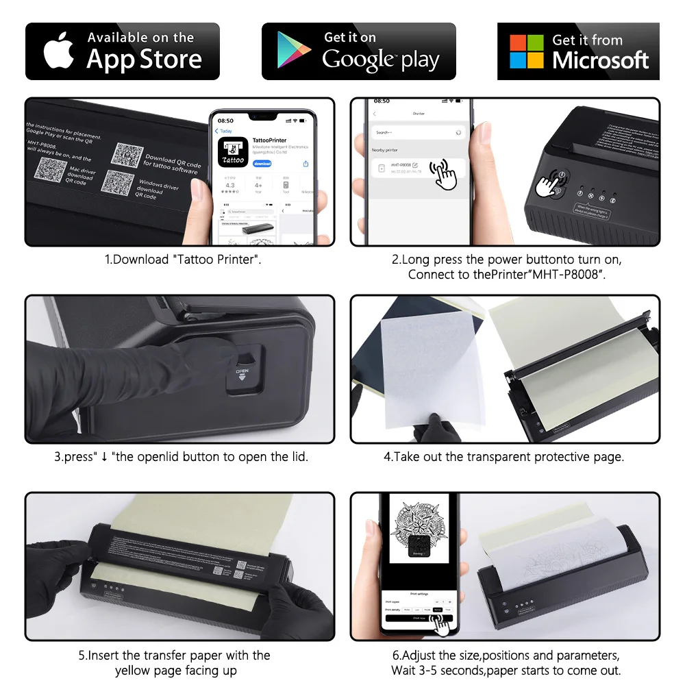 Portable Wireless Tattoo Printer Thermal Printer Transfer Bluetooth USB Mobile Machine Text PDF Document Maker with Portable Wireless Tattoo Printer Thermal Printer Transfer Bluetooth USB Mobile Machine Text PDF Document Maker with