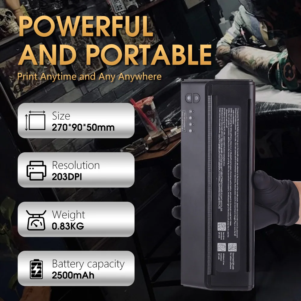 Portable Wireless Tattoo Printer Thermal Printer Transfer Bluetooth USB Mobile Machine Text PDF Document Maker with Portable Wireless Tattoo Printer Thermal Printer Transfer Bluetooth USB Mobile Machine Text PDF Document Maker with
