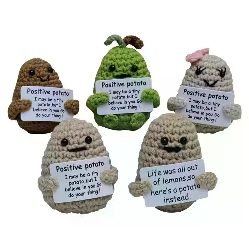 Positive Energy Potato Hug Pocket Mini Handmade Plush Wool Knitting Doll with Card Funny Christams Gift Home Room Positive Energy Potato Hug Pocket Mini Handmade Plush Wool Knitting Doll with Card Funny Christams Gift Home Room