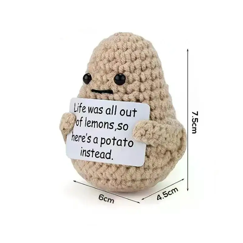 Positive Energy Potato Hug Pocket Mini Handmade Plush Wool Knitting Doll with Card Funny Christams Gift Home Room Positive Energy Potato Hug Pocket Mini Handmade Plush Wool Knitting Doll with Card Funny Christams Gift Home Room