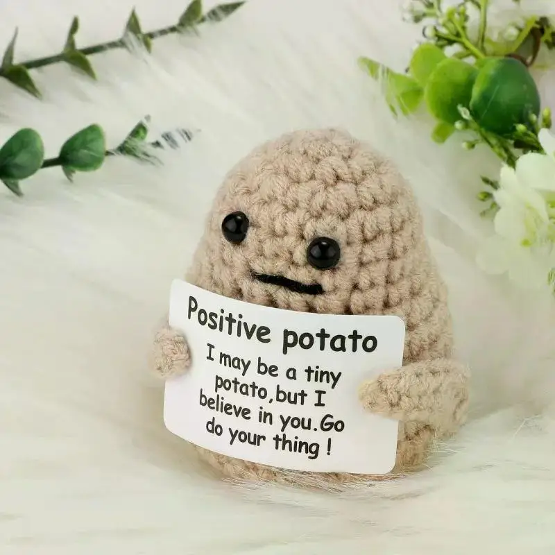 Positive Energy Potato Hug Pocket Mini Handmade Plush Wool Knitting Doll with Card Funny Christams Gift Home Room Positive Energy Potato Hug Pocket Mini Handmade Plush Wool Knitting Doll with Card Funny Christams Gift Home Room