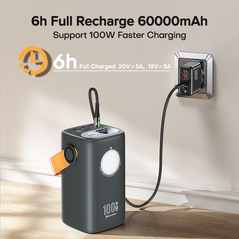 Power Bank 60000mAh Ultra External Battery Capacity PD100W Fast Charging Out Door Power Station For Laptop iPhone