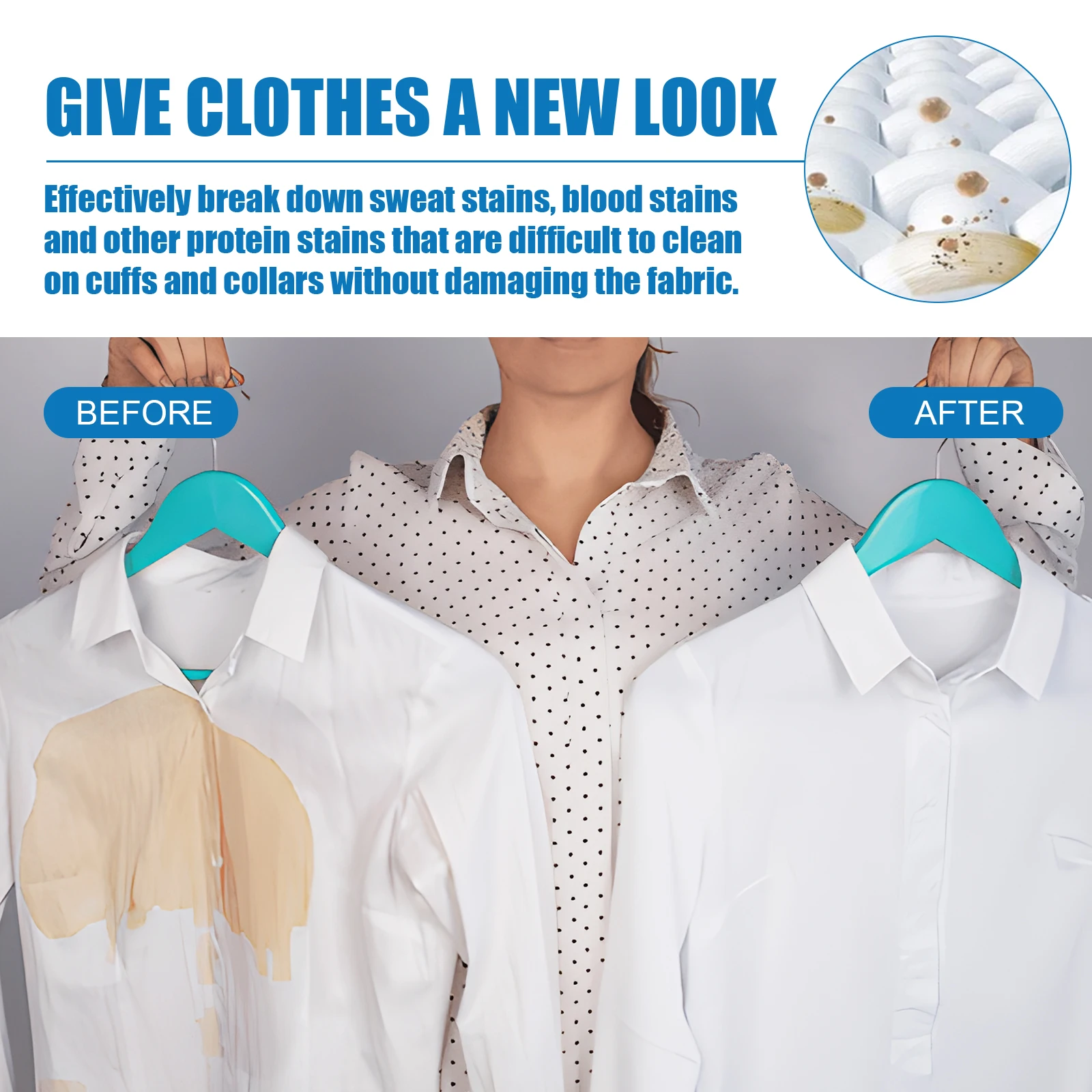 Power Stain Remover 60ml Instant Clothes Cleaner for Grease Yellow Stains Fabric Spot Treatment Portable Dry Cleaning