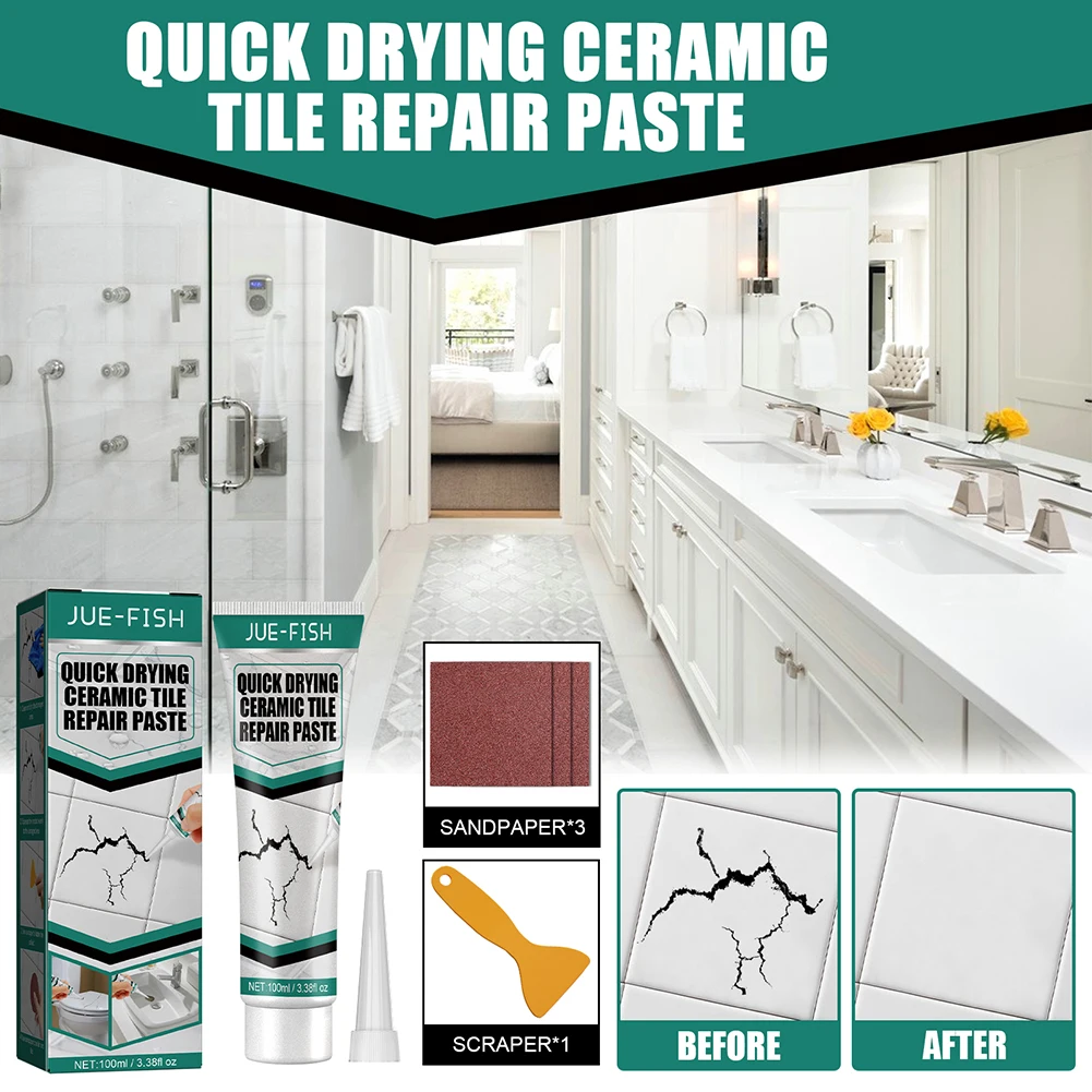 Practical Floor Tile Repair Cream Environmentally Universal Ceramic Repair Agent Quick-Drying Waterproof for Floor Wall Practical Floor Tile Repair Cream Environmentally Universal Ceramic Repair Agent Quick-Drying Waterproof for Floor Wall