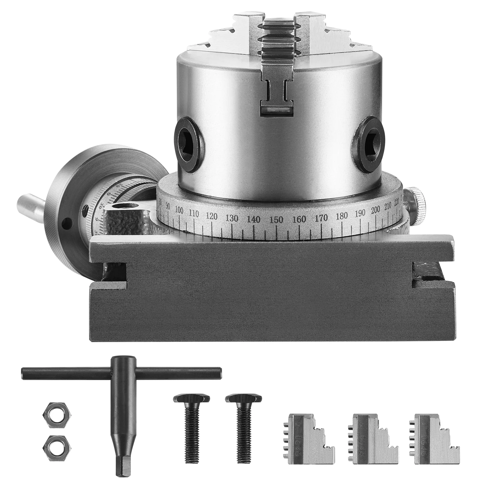 Precision Milling Rotary Table 4”/100mm Horizontal Vertical Model with 3-Jaw Chuck Indexing Tools for Milling Machines Precision Milling Rotary Table 4”/100mm Horizontal Vertical Model with 3-Jaw Chuck Indexing Tools for Milling Machines