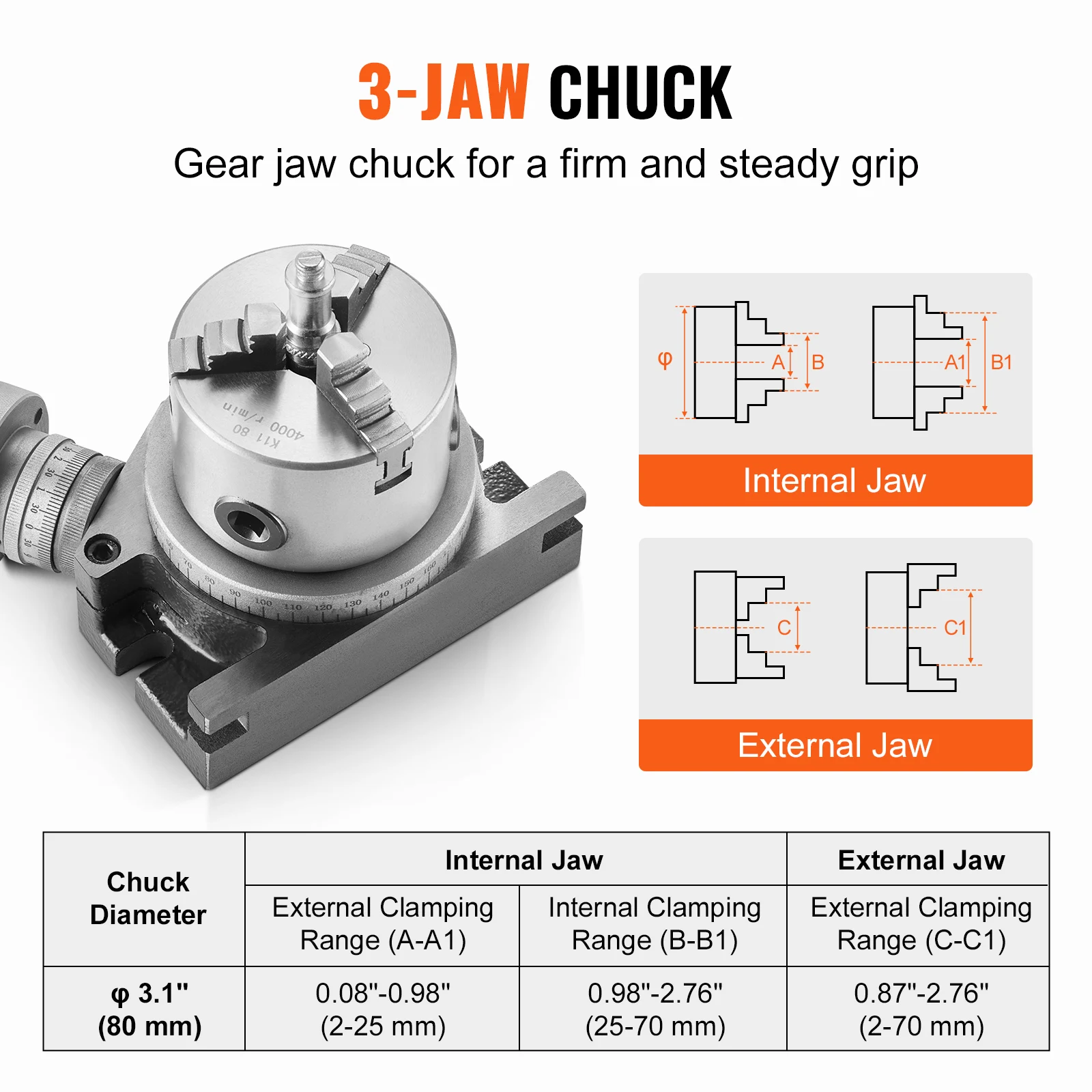 Precision Milling Rotary Table 4”/100mm Horizontal Vertical Model with 3-Jaw Chuck Indexing Tools for Milling Machines
