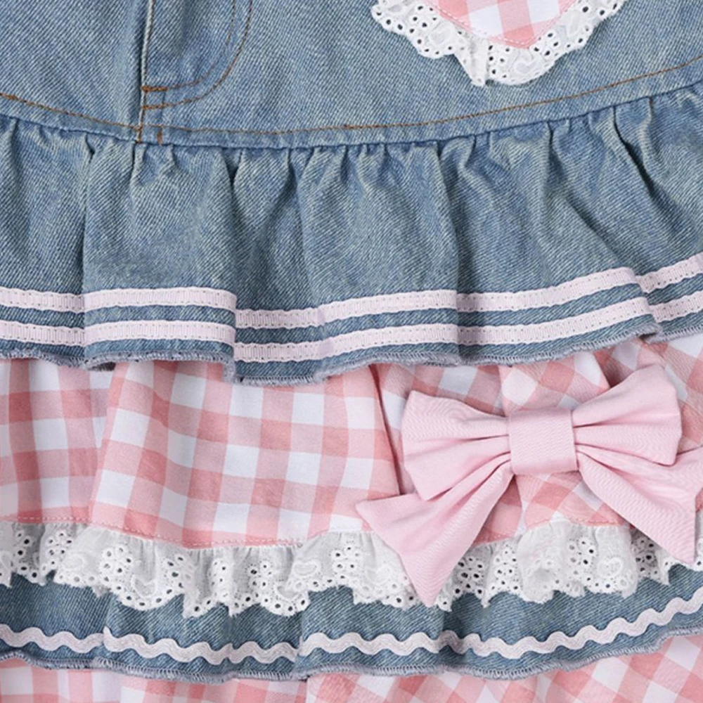 Preppy Style Lolita Kawaii Skirts Japanese Sweet Mini Women Harajuku Cute Ball Gown Denim Skater Y2K High Waist Lace Preppy Style Lolita Kawaii Skirts Japanese Sweet Mini Women Harajuku Cute Ball Gown Denim Skater Y2K High Waist Lace