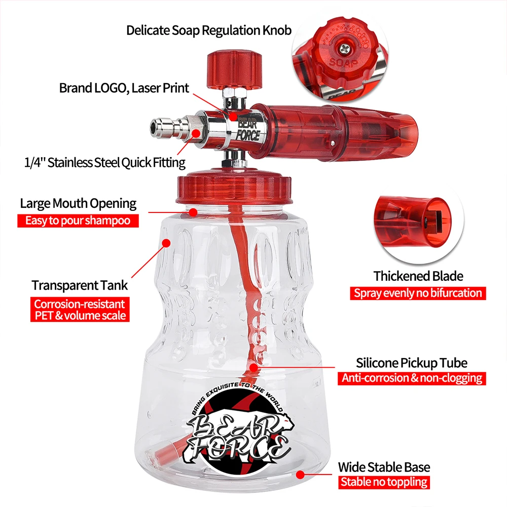 Pressure Washer Aluminum Foam Cannon Foam Generator Snow Foam Lance with 1/4” Quick Connector for Portland Husky Ryobi