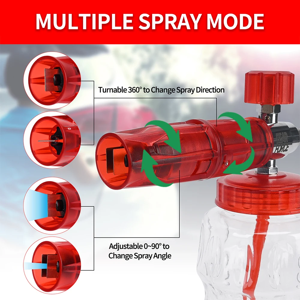 Pressure Washer Aluminum Foam Cannon Foam Generator Snow Foam Lance with 1/4” Quick Connector for Portland Husky Ryobi