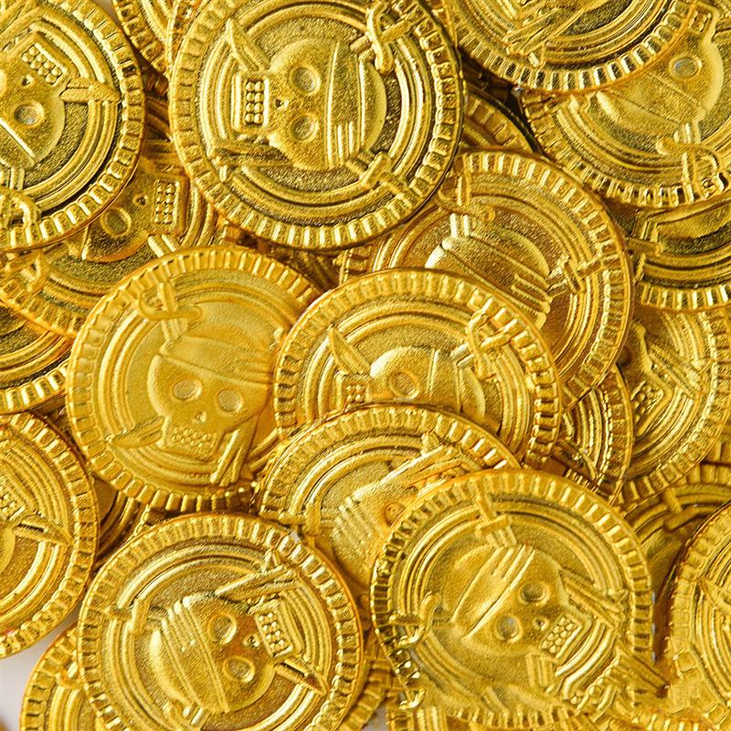 Pretend Play Plastic Gold Coins (100pcs)