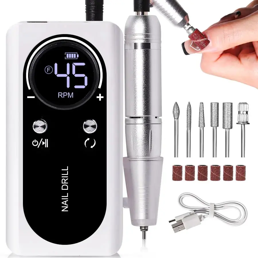 Professional 45000RPM Electric Portable Nail Drill Machine Rechargeable Low Noise Nail Sander File for Manicure Salon Professional 45000RPM Electric Portable Nail Drill Machine Rechargeable Low Noise Nail Sander File for Manicure Salon