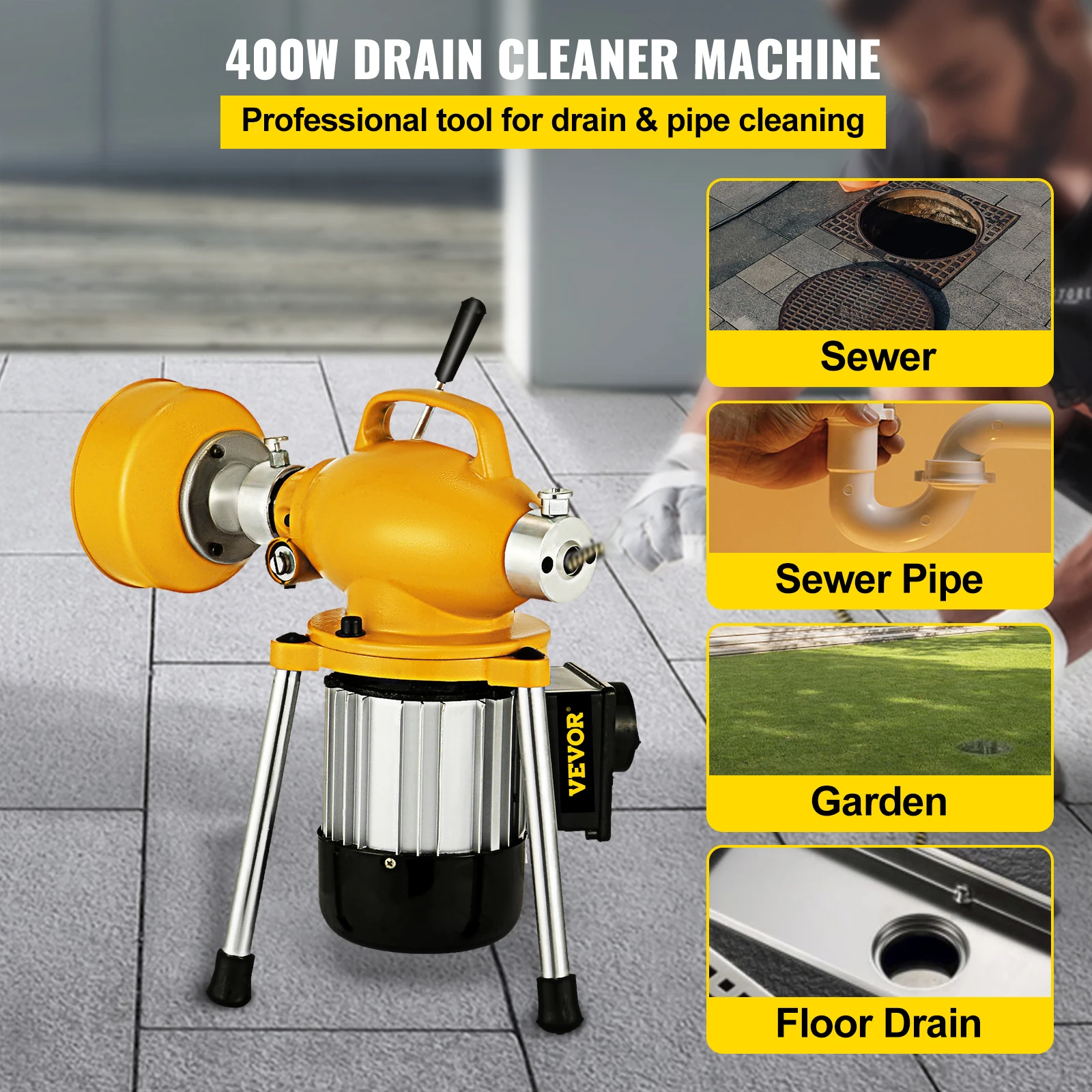 Professional Dredge Machine 400W Electric Pipe Plunger Household Sink Sewer Toilet Blockage Tube Unblocker Cleaning Professional Dredge Machine 400W Electric Pipe Plunger Household Sink Sewer Toilet Blockage Tube Unblocker Cleaning