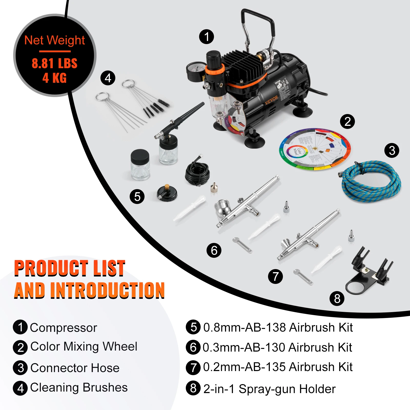 Professional Dual-Action Airbrush Kit 120W Electric Spray Gun Air Brush Painting Set Art Nail Tattoo Makeup Model Professional Dual-Action Airbrush Kit 120W Electric Spray Gun Air Brush Painting Set Art Nail Tattoo Makeup Model