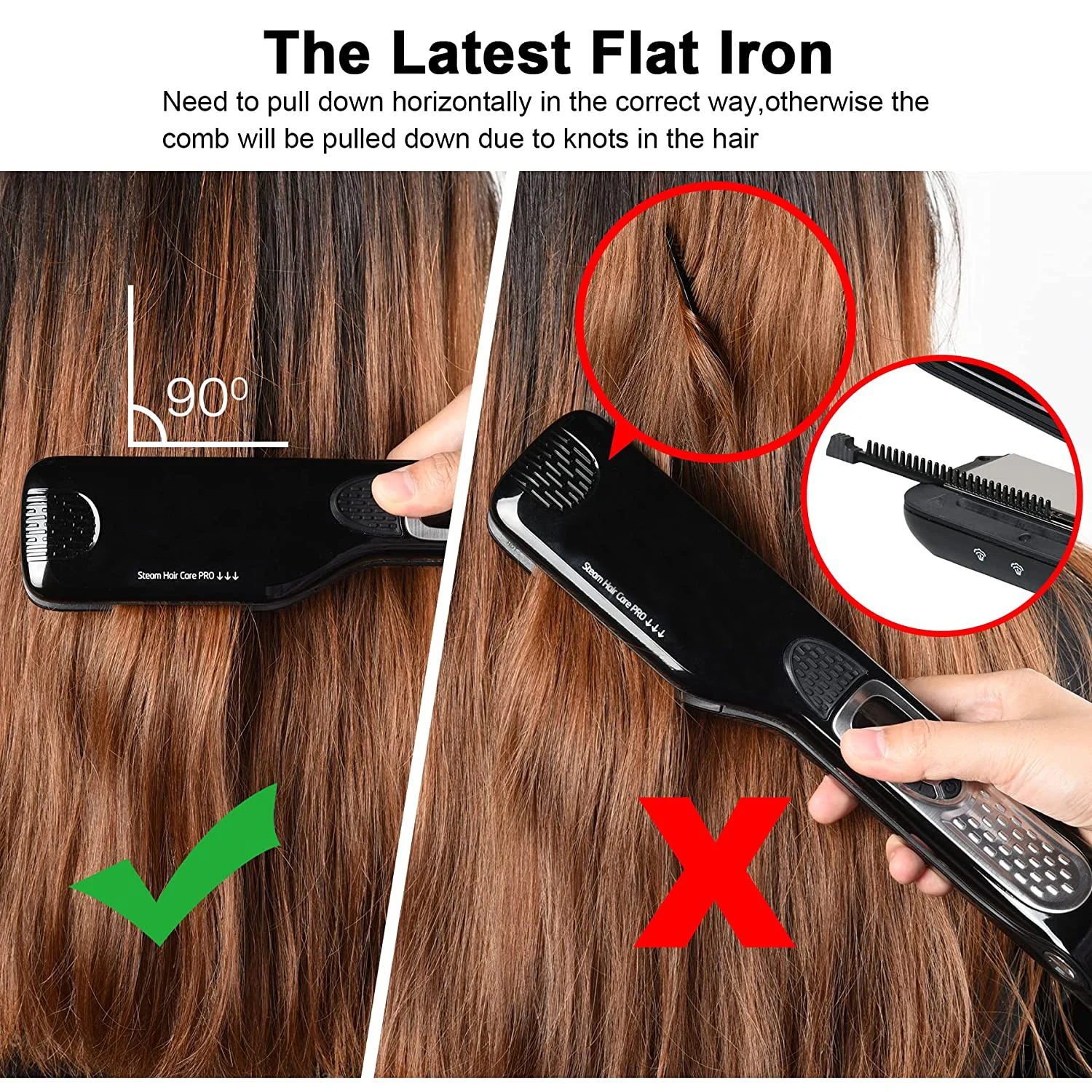 Professional Hair Straightener Heating Hot Hair Combs Dual Voltage Titanium Curling Iron Steam Flat Iron Hair Wide