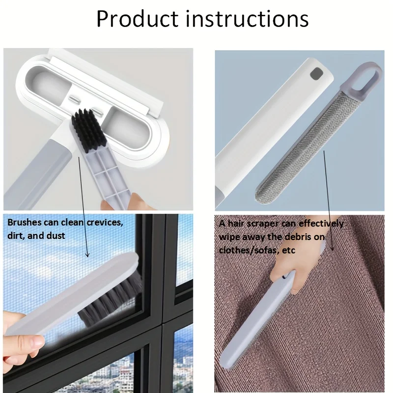 Professional Multifunctional Window Cleaner and Pet Hair Remover with Squeegee and Cleaning Brush