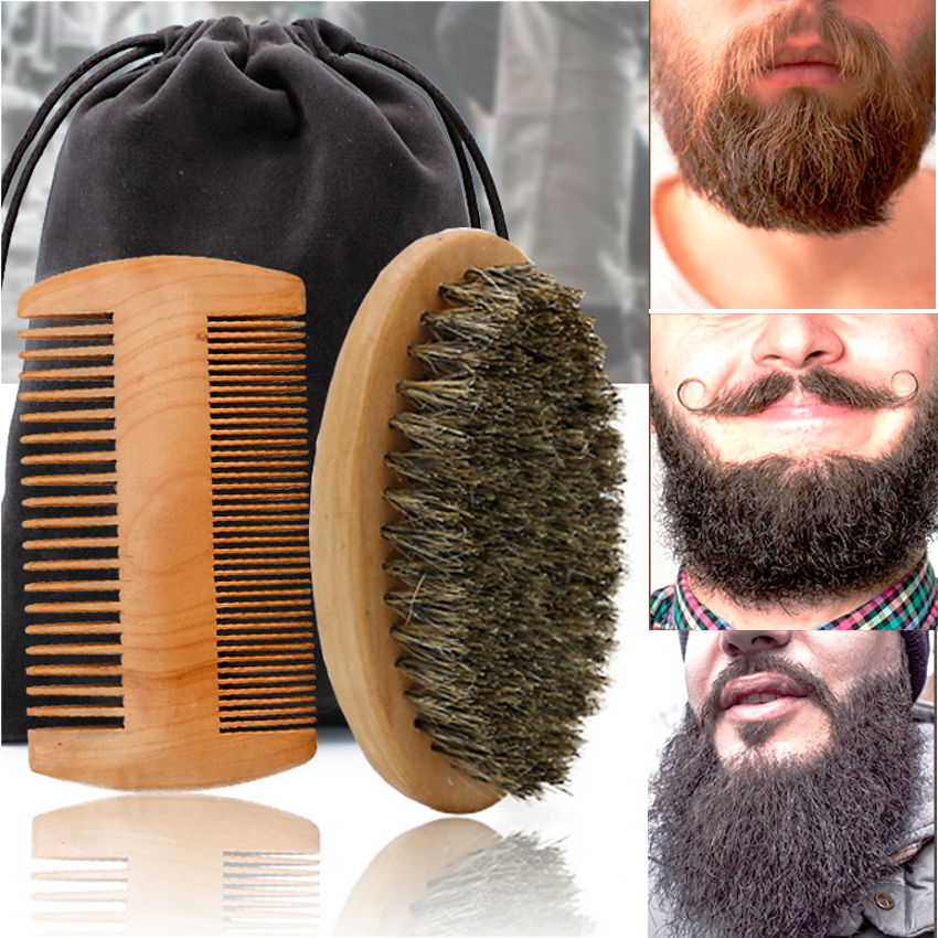 Professional Soft Boar Bristle Wood Beard Brush Hairdresser Shaving Brush Comb Men Mustache Comb Kit With Gift Bag Hair Professional Soft Boar Bristle Wood Beard Brush Hairdresser Shaving Brush Comb Men Mustache Comb Kit With Gift Bag Hair