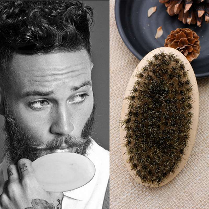 Professional Soft Boar Bristle Wood Beard Brush Hairdresser Shaving Brush Comb Men Mustache Comb Kit With Gift Bag Hair