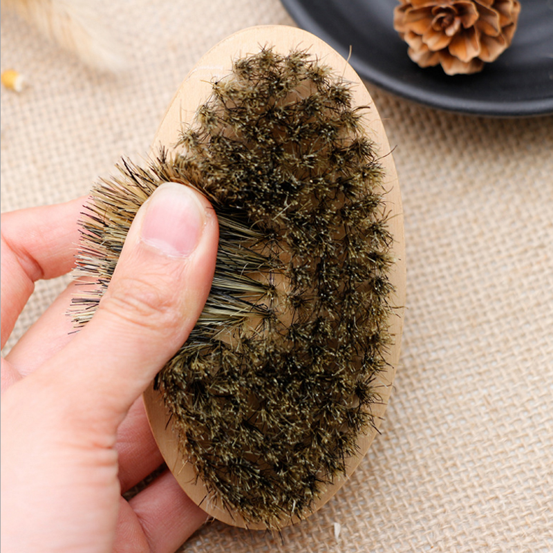 Professional Soft Boar Bristle Wood Beard Brush Hairdresser Shaving Brush Comb Men Mustache Comb Kit With Gift Bag Hair