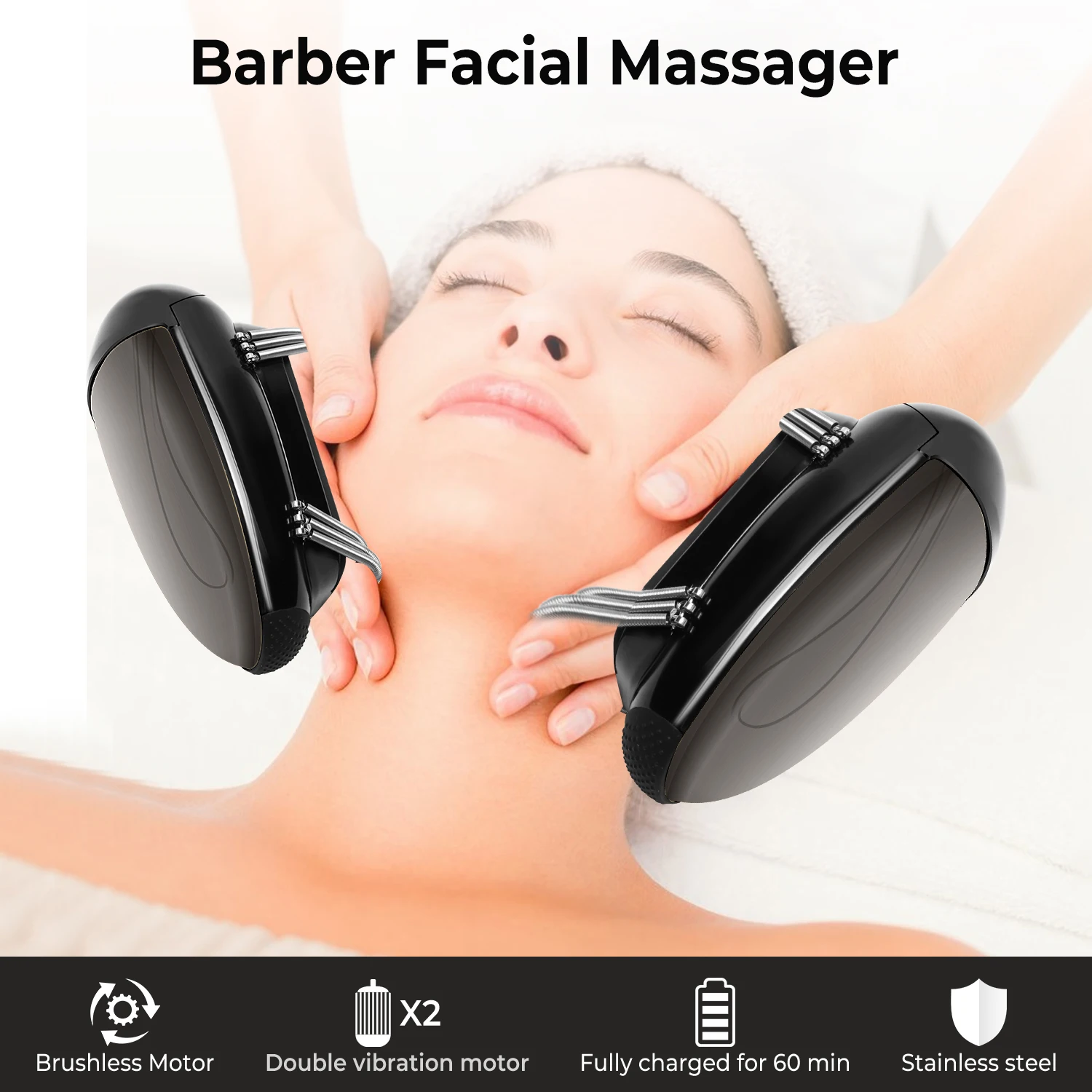 Professional Vibration Massager Barbershop Cordless Handheld Heat Massager USB Charging Body Neck Back Head Face