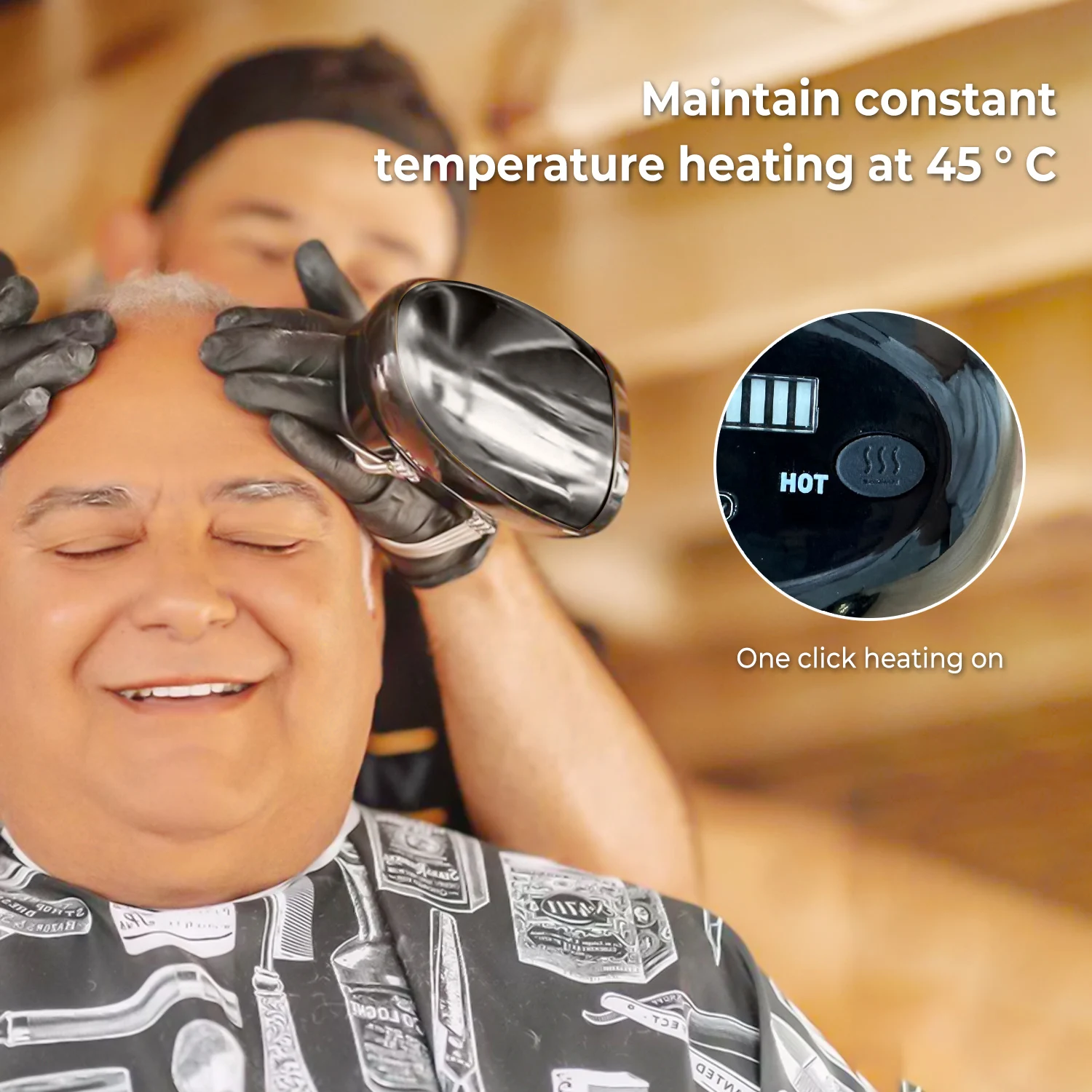 Professional Vibration Massager Barbershop Cordless Handheld Heat Massager USB Charging Body Neck Back Head Face