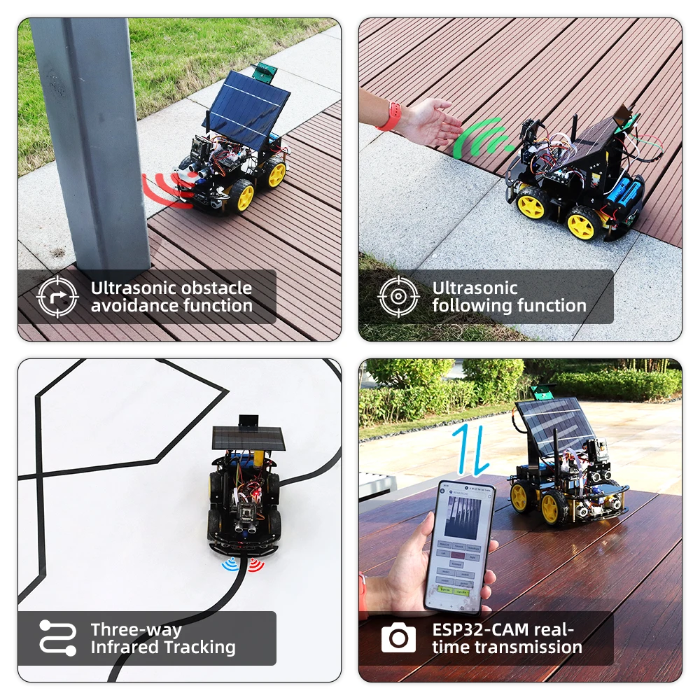 Programmable Robot Car Kit for Arduino Profesional ESP32 Cam Solar Tracking and Charging Set DIY Electronics Project Programmable Robot Car Kit for Arduino Profesional ESP32 Cam Solar Tracking and Charging Set DIY Electronics Project