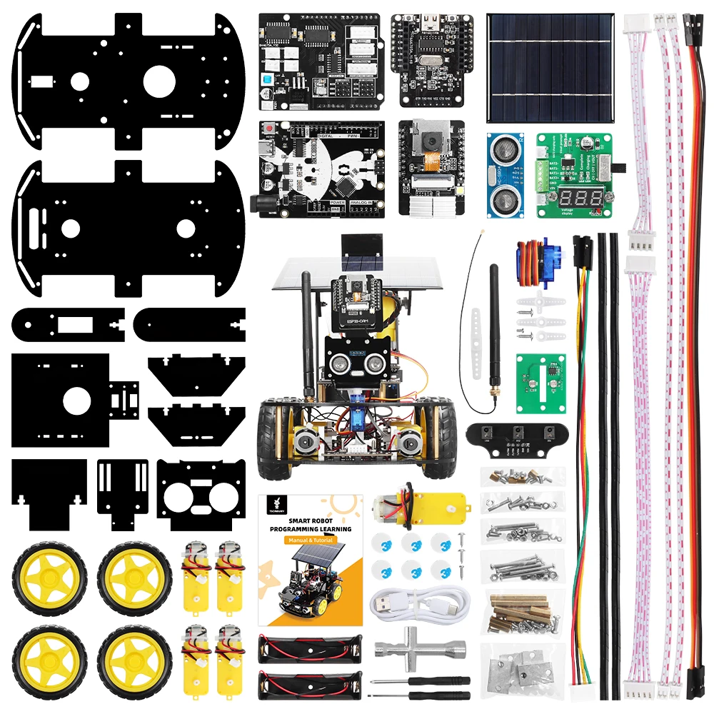 Programmable Robot Car Kit for Arduino Profesional ESP32 Cam Solar Tracking and Charging Set DIY Electronics Project Programmable Robot Car Kit for Arduino Profesional ESP32 Cam Solar Tracking and Charging Set DIY Electronics Project
