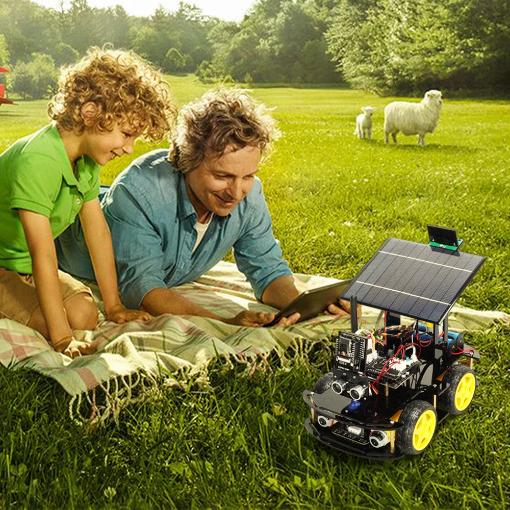 Programmable Robot Car Kit for Arduino Profesional ESP32 Cam Solar Tracking and Charging Set DIY Electronics Project Programmable Robot Car Kit for Arduino Profesional ESP32 Cam Solar Tracking and Charging Set DIY Electronics Project
