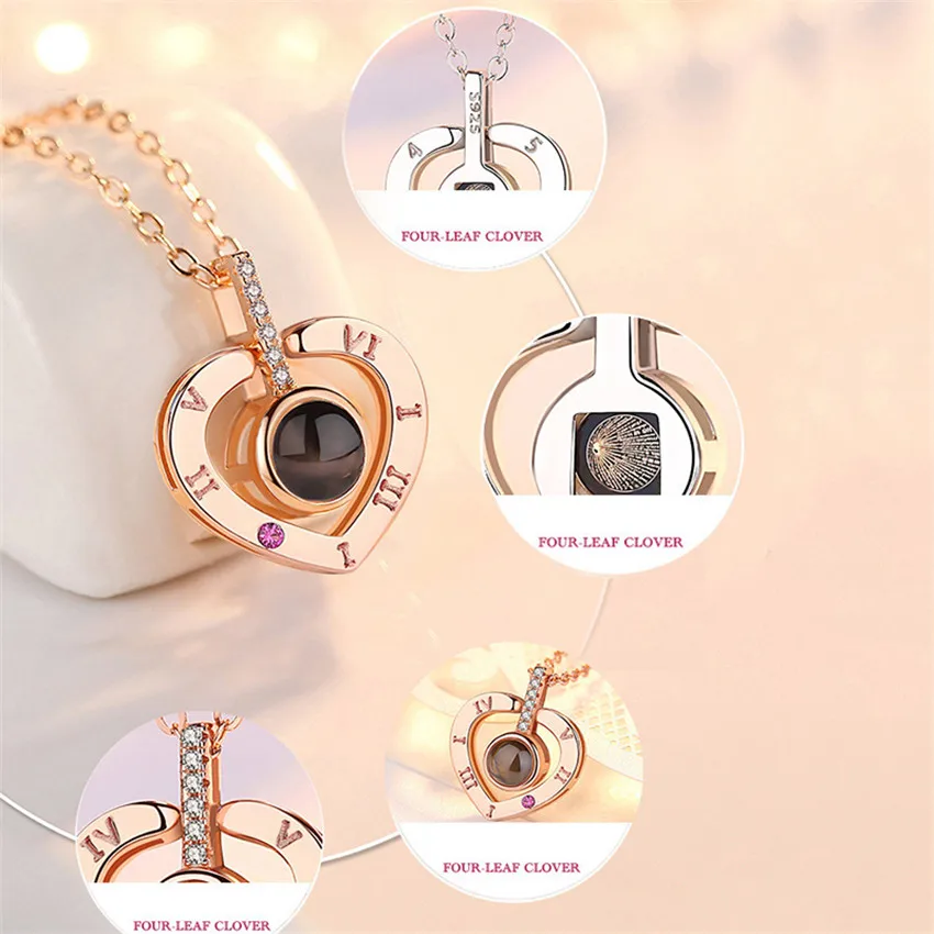 Projection Necklace 100 Languages I Love You Pendant Jewelry For Girlfriend Wife Lover Couple Creative Romantic