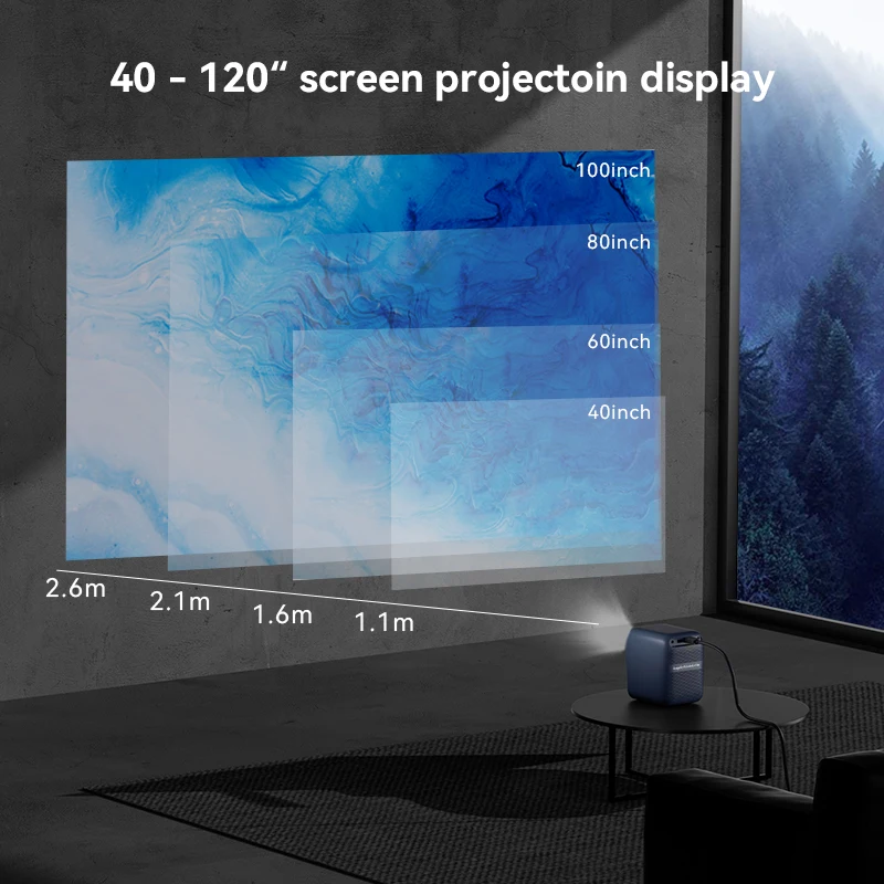 Projector 1080p Full HD Android 9.0 Mini WiFi Auto Focus 450Ansi Portable Projector HIFI Sound Home Outdoor