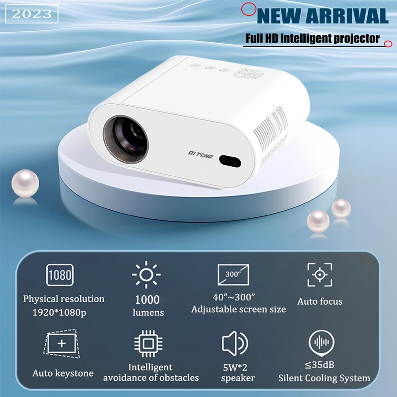 Projector 4K Android with Dual WiFi 6 and Bluetooth Auto Keystone Auto Focus Home Theatre HD Native 1080P Outdoor Movie