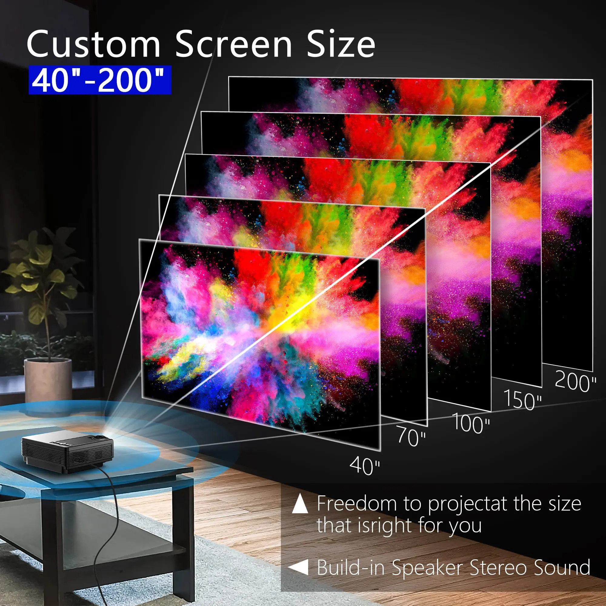 Projector With WiFi And BT 5G Native 1080P Home Theater Video Portable Outdoor Projector Compatible With USB VGA HDMI