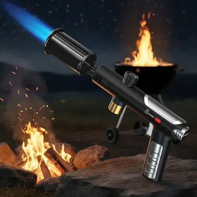 Propane Torch High Heat Torch Gun with Adjustable Flame Safety Lock for BBQ Grilling Charcoal Outdoor camping firewood