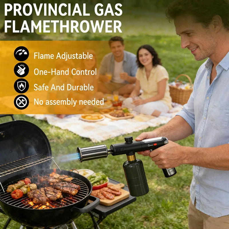 Propane Torch High Heat Torch Gun with Adjustable Flame Safety Lock for BBQ Grilling Charcoal Outdoor camping firewood