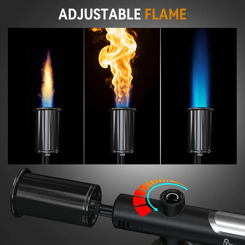 Propane Torch High Heat Torch Gun with Adjustable Flame Safety Lock for BBQ Grilling Charcoal Outdoor camping firewood