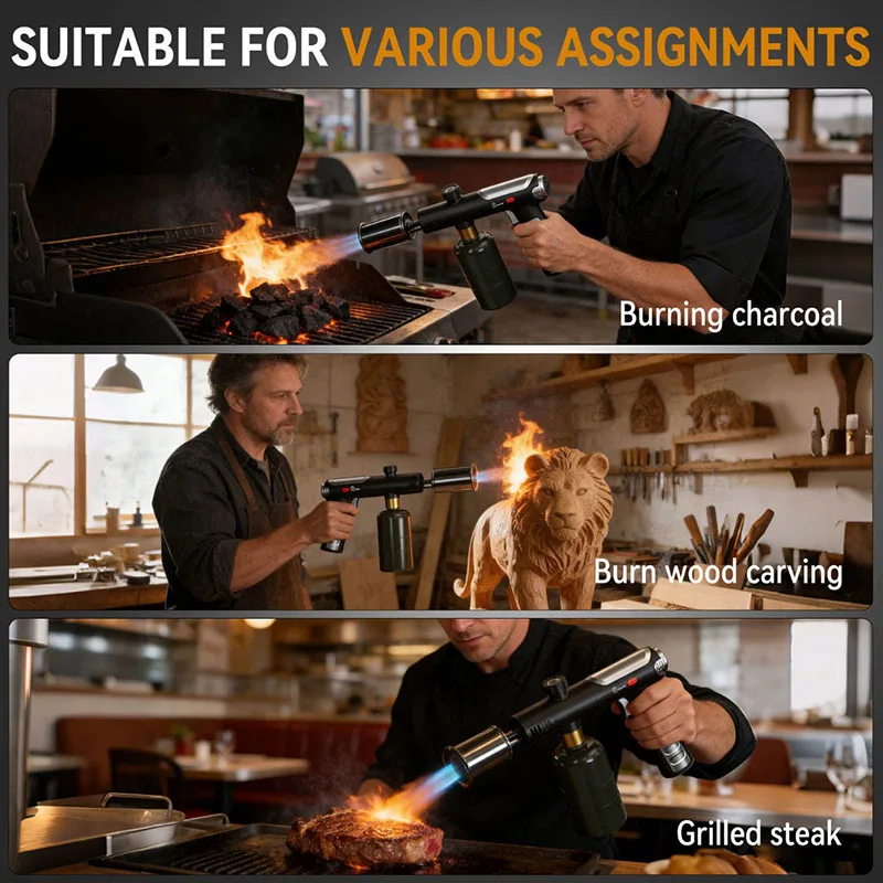 Propane Torch High Heat Torch Gun with Adjustable Flame Safety Lock for BBQ Grilling Charcoal Outdoor camping firewood
