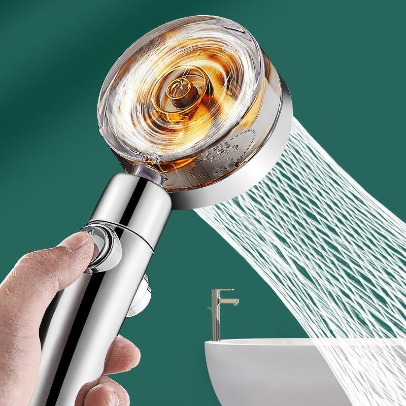 Propeller Shower Head Rainfall High Preassure Water Saving Bathroom Shower Accessary Pressurized Nozzle Universal