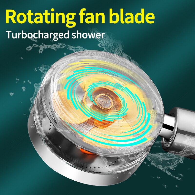 Propeller Shower Head Rainfall High Preassure Water Saving Bathroom Shower Accessary Pressurized Nozzle Universal