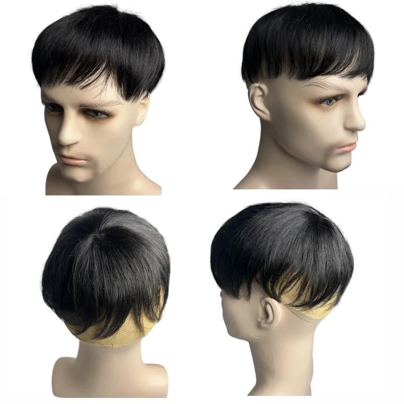 Prosthetic Hair Male 100% Human Hair Toupee Wigs for Man Replacement System Men's WIg Real Hair for Baldness Cover