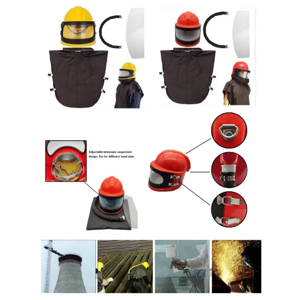 Protective Sandblasting Helmet, High-Auality ABS Dust Mask, Sandblasting Protector with Temperature Adjustment Device