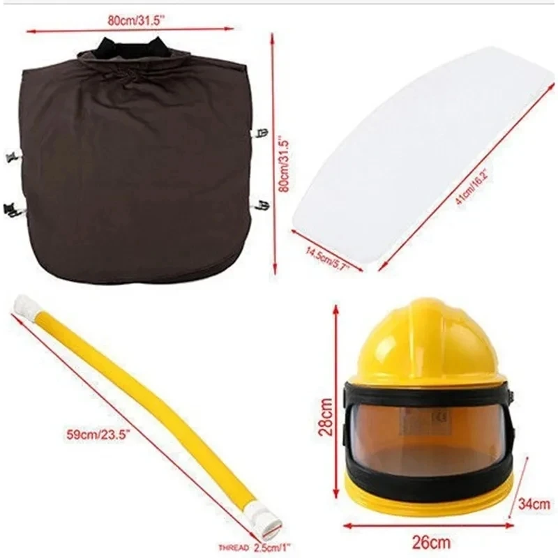 Protective Sandblasting Helmet, High-Auality ABS Dust Mask, Sandblasting Protector with Temperature Adjustment Device