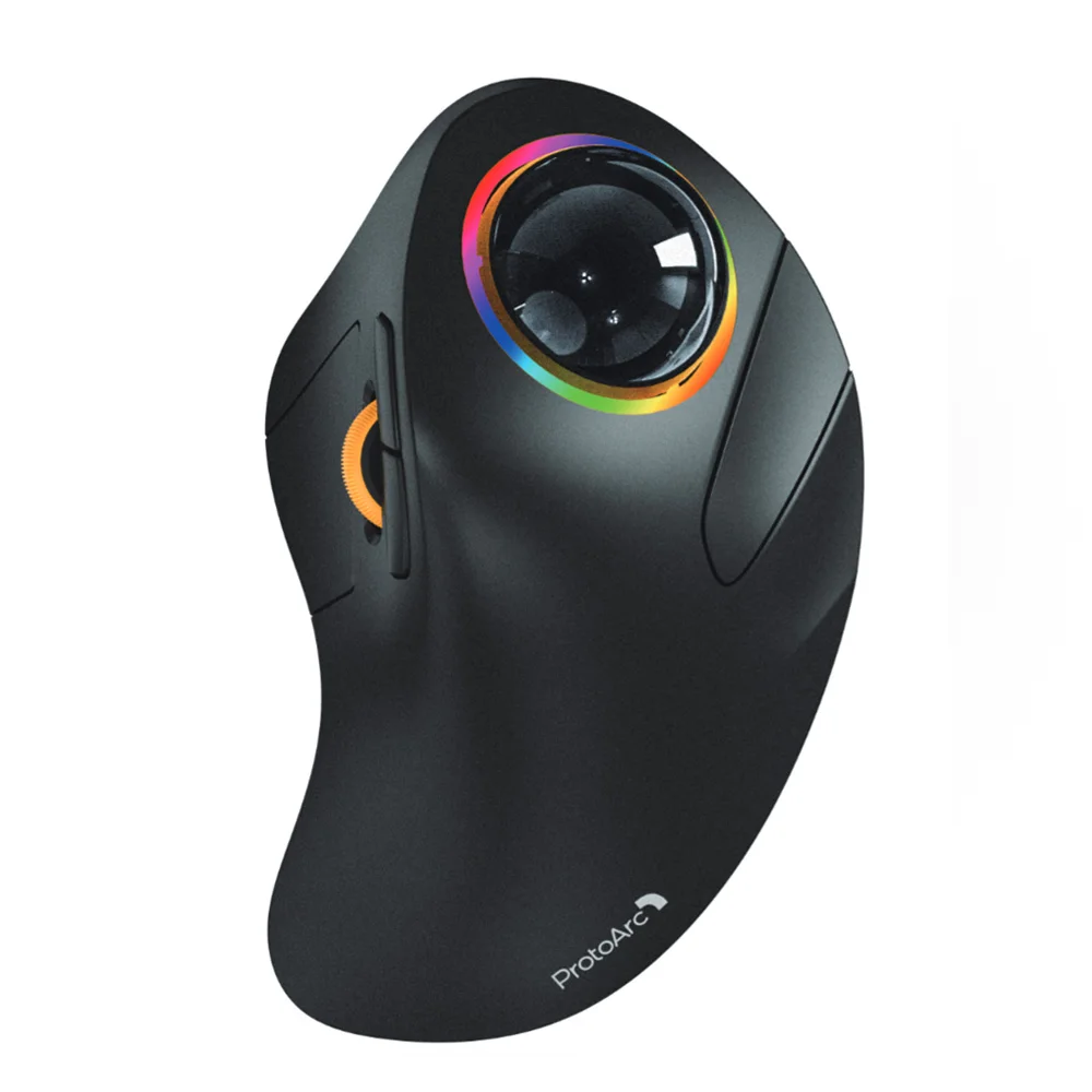 ProtoArc Wireless Index Finger Trackball Mouse Rechargeable RGB Rollerball BT 2.4g Mice for Computer Laptop 3 Device ProtoArc Wireless Index Finger Trackball Mouse Rechargeable RGB Rollerball BT 2.4g Mice for Computer Laptop 3 Device