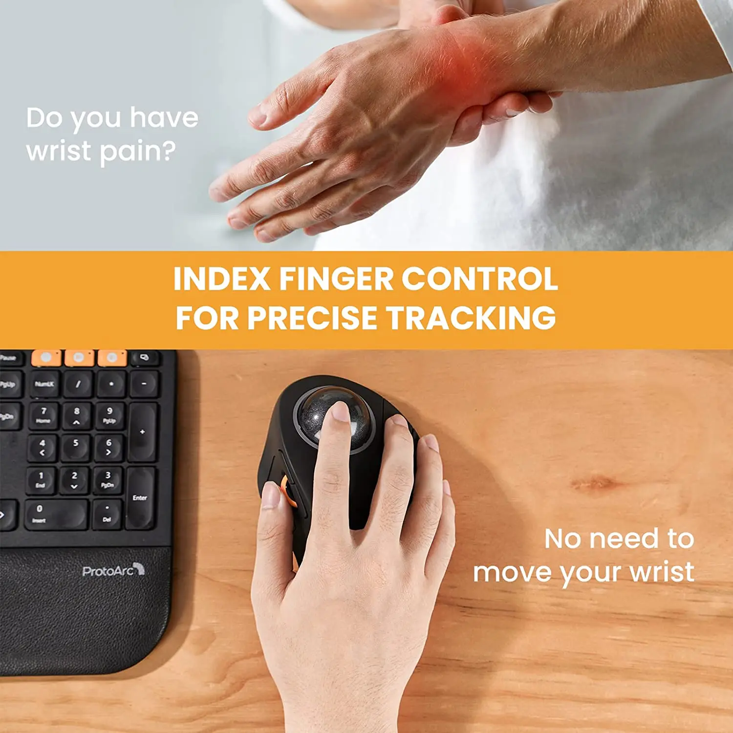 ProtoArc Wireless Index Finger Trackball Mouse Rechargeable RGB Rollerball BT 2.4g Mice for Computer Laptop 3 Device ProtoArc Wireless Index Finger Trackball Mouse Rechargeable RGB Rollerball BT 2.4g Mice for Computer Laptop 3 Device
