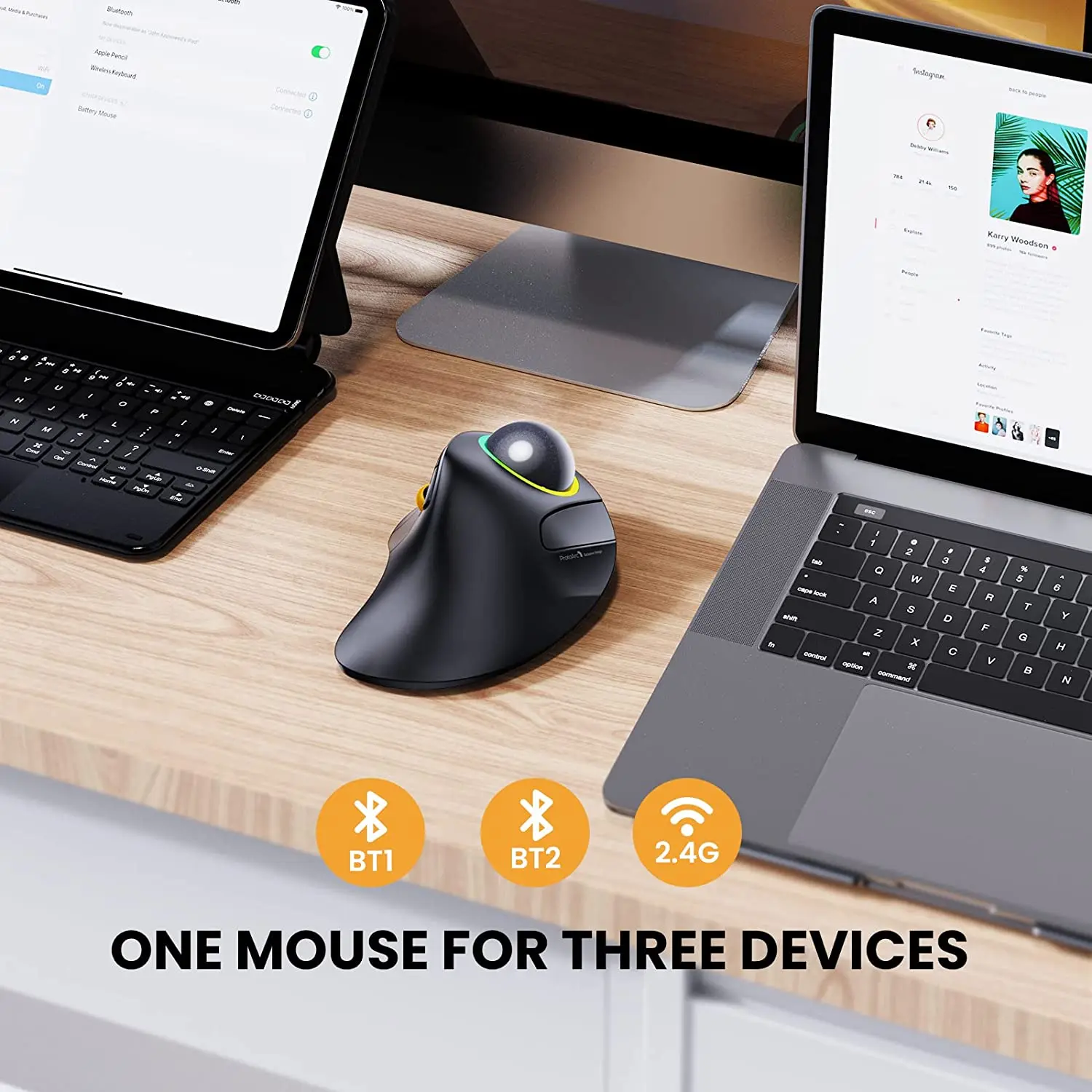 ProtoArc Wireless Index Finger Trackball Mouse Rechargeable RGB Rollerball BT 2.4g Mice for Computer Laptop 3 Device ProtoArc Wireless Index Finger Trackball Mouse Rechargeable RGB Rollerball BT 2.4g Mice for Computer Laptop 3 Device