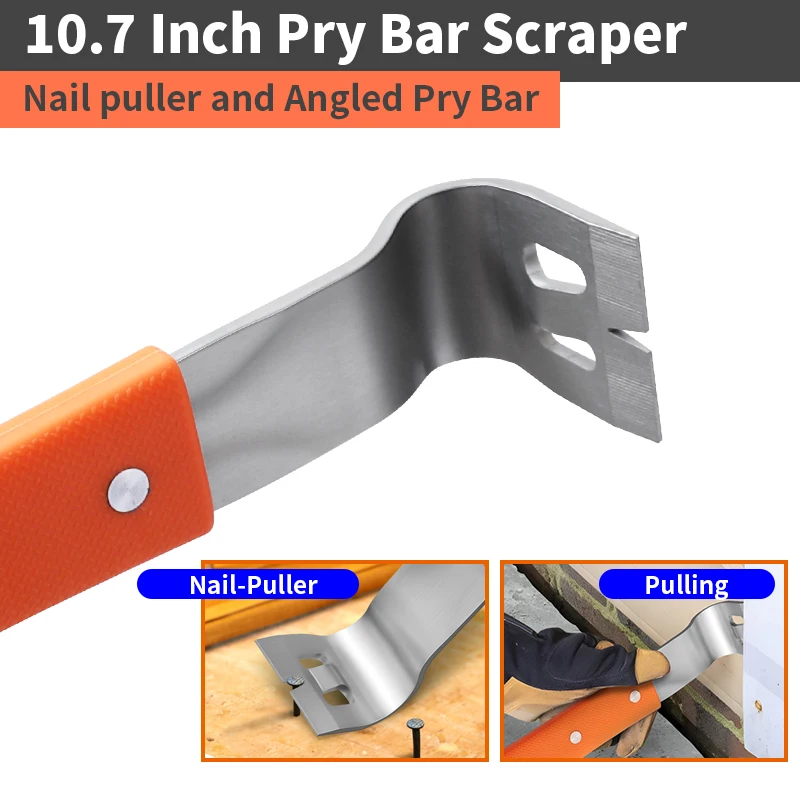 Pry Bar Stainless Steel Nut Crowbar with M4-M6 Hexagon Socket and Wrench Angle Head Nail Puller for prying lifting Pry Bar Stainless Steel Nut Crowbar with M4-M6 Hexagon Socket and Wrench Angle Head Nail Puller for prying lifting